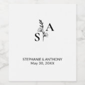 ミニマルBWモノグラム山花結婚の ワインラベル (シングルラベル)