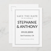 ミニマルBWモノグラム山花結婚の 案内ポストカード (正面/裏面)