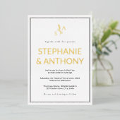 ミニマルBWモノグラム山花結婚の 箔招待状 (立ち正面)