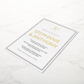 ミニマルBWモノグラム山花結婚の 箔招待状 (回転した状態)