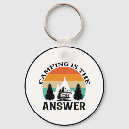 'ミニマルCamping is the Answer'キーチェーン キーホルダー