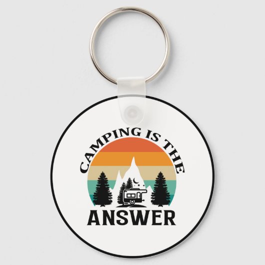 'ミニマルCamping is the Answer'キーチェーン キーホルダー (正面)