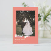 ミニマルCoral Pinkの写結婚真 サンキューカード (スタンド正面)