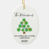 ミニマルCovidクリスマスツリーパーソナライズされたセラミック セラミックオーナメント (裏面)