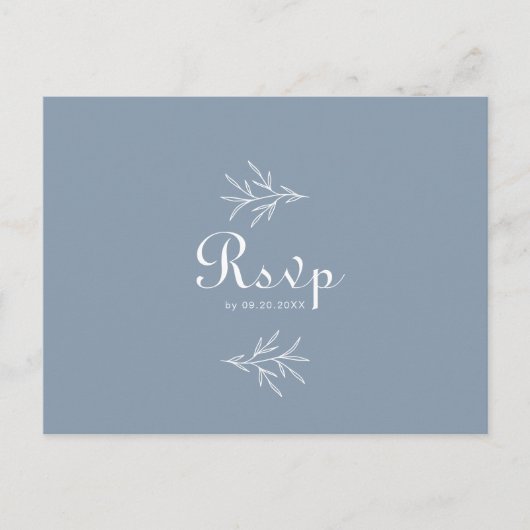 ミニマルDusty Blueのメ結婚ニュー選択の返信 ポストカード (正面)