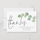 ミニマルEucalyptusスクリプトフォト結婚ズ サンキューカード (正面)