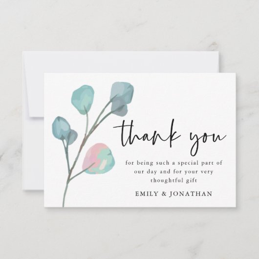 ミニマルEucalyptusスクリプト写真ありがとう サンキューカード (正面)