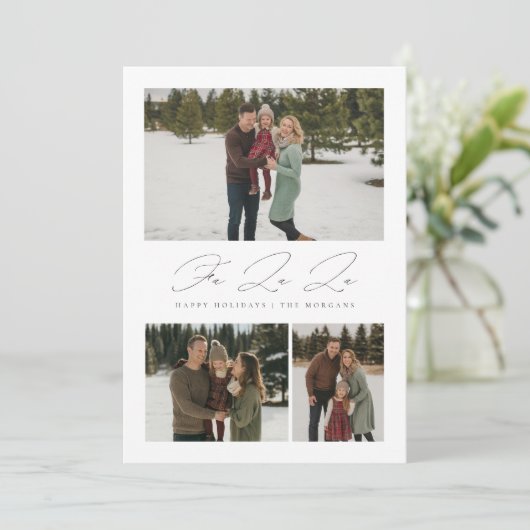 ミニマルFa La La 3写真クリスマスカーエレガントド シーズンカード (スタンド正面)