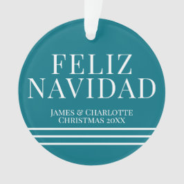 ミニマルFeliz Navidadティール(緑がかった色)クリスマスフォト オーナメント