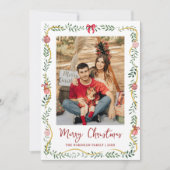 ミニマルGreenery & Bows Merry Christmas 1写真 シーズンカード (正面)