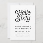ミニマルHello6モダンレトロ60誕生日 招待状 (正面)