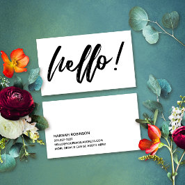 ミニマルHello in Handwriting Script Black on White 名刺