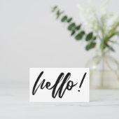 ミニマルHello in Handwriting Script Black on White 名刺 (スタンド正面)