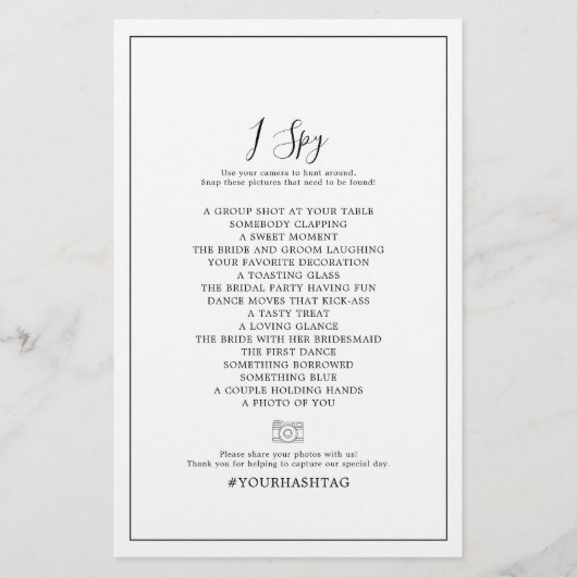 ミニマルIスパイの結婚フォトスカベンジャー狩りゲーム チラシ (正面)