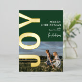 ミニマルJOYクリスマスフォト実在ゴールドフォイルホリデー 箔シーズンカード (立ち正面)