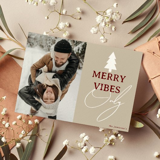 ミニマル'Merry Vibes Only Photo クリスマス