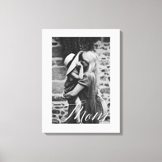 ミニマルMom Script白黒フォトキープサケ キャンバスプリント (正面)