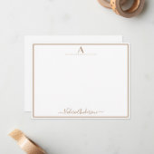 ミニマルMonogram Letter独身の縁ど Note Card ノートカード (正面/裏面インサイチュ)