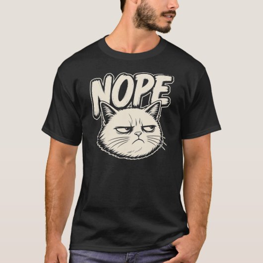 ミニマルNope猫モチーフデザイン Tシャツ (正面)