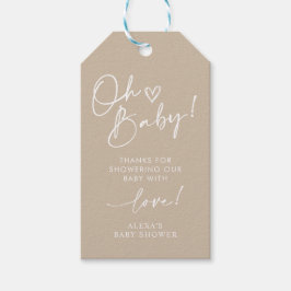 ミニマルOhベビーシャワーベージュニュートラル ギフトタグ