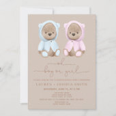 ミニマルOhベビーベアジェンダーのパーティー 招待状 (正面)