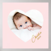 ミニマルphoエレガントpinkハート名銀色金ゴールド 箔ポスター (正面)