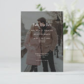 ミニマルPhoto Overlay Gothicフォント結婚's セーブザデート (スタンド正面)