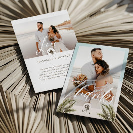 ミニマルPhoto Palm Treeモダン Monogram Thank You サンキューカード