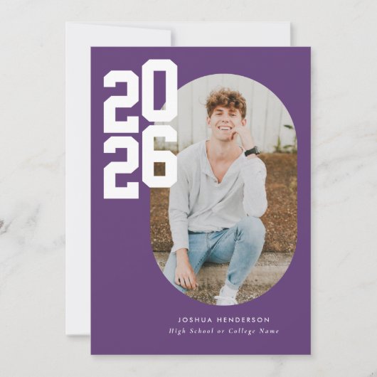 ミニマルPurple 2025写真卒業 案内状 (正面)