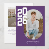 ミニマルPurple 2025写真卒業 案内状 (正面/裏面)