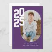 ミニマルPurple 2025写真卒業 案内状 (正面/裏面)