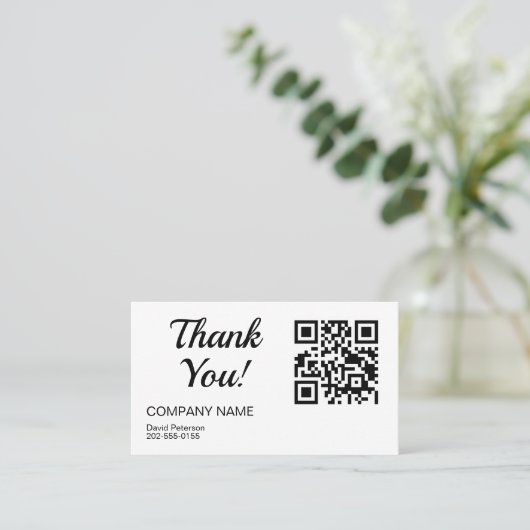 ミニマルQRコードありがとうご用件 名刺 (スタンド正面)