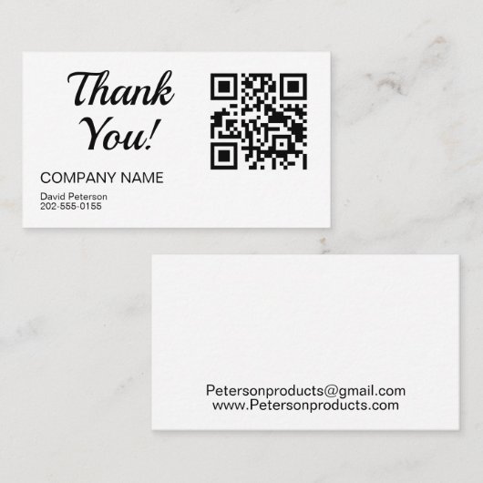 ミニマルQRコードありがとうご用件 名刺 (正面/裏面)