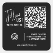 ミニマルQRコードインスタグラム後を追ブラックウス！ スクエアシール (正面)