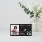 ミニマルqrコードクリーニングサービスphotoblack 名刺 (スタンド正面)