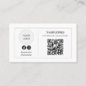 ミニマルQRコードソーシャルアイコンロゴ名刺 コーリングカード (正面)