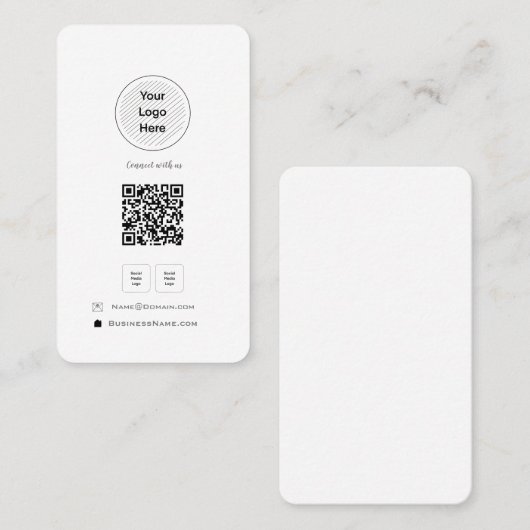 ミニマルQRコードソーシャルメディアあなたのロゴプロファイル 名刺 (正面/裏面)