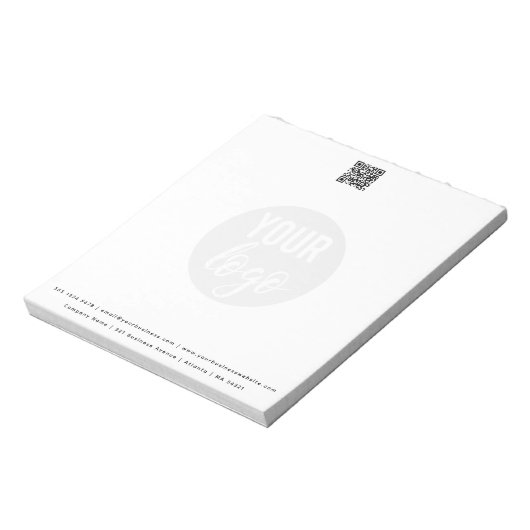 ミニマルQRコードビジネスロゴの連絡詳細 ノートパッド (回転)