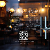 ミニマルQRコードビジネス営業時間白 ウィンドウサイン