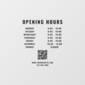 ミニマルQRコードビジネス営業時間黒番 ウィンドウサイン (シート)