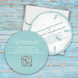 ミニマルQRコードビーチ熱帯砂ドル 招待状