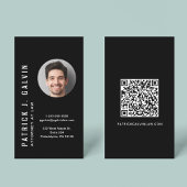 ミニマルQRコードフォトプロフェッショナルブラック 名刺