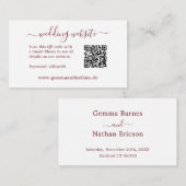 ミニマルQRコードブルゴーニュ小結婚さなウェブサイト エンクロージャーカード (正面/裏面)