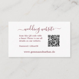 ミニマルQRコードブルゴーニュ小結婚さなウェブサイト エンクロージャーカード