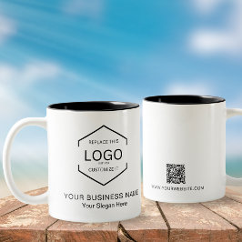 ミニマルQRコード会社のビジネスロゴプロモーション ツートーンマグカップ