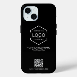 ミニマルQRコード会社のビジネスロゴ iPhone 15ケース