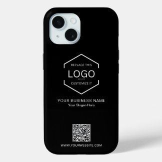 ミニマルQRコード会社のビジネスロゴ iPhone 15ケース