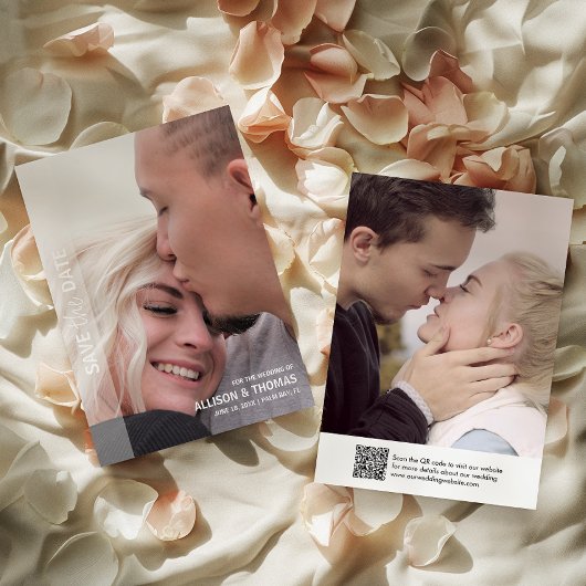 ミニマルQRコード日付の写真結婚を保存 招待状