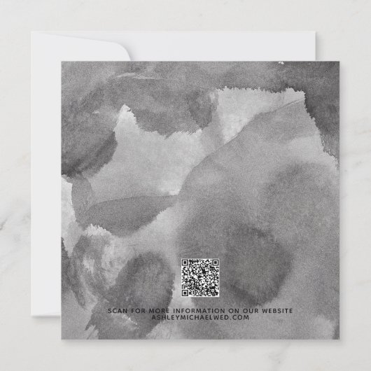 ミニマルQRコード白黒結婚写真 セーブザデート (裏面)