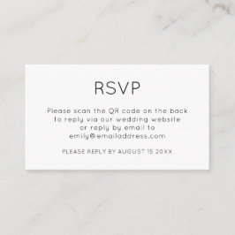 ミニマルQRコード白黒結婚式RSVP エンクロージャーカード